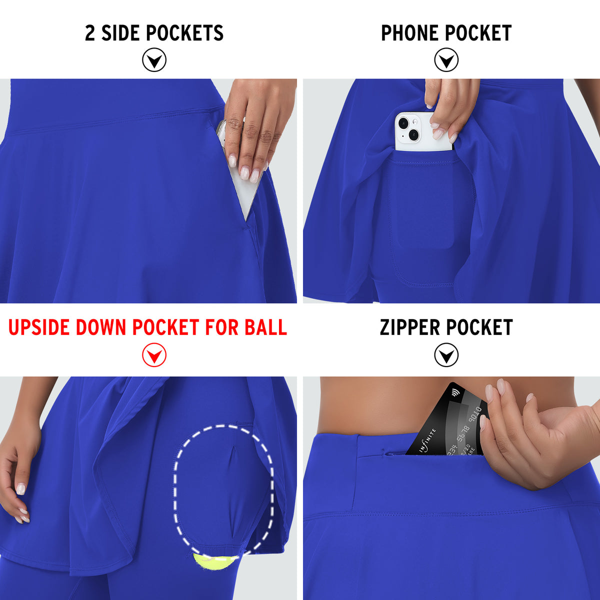 ANIVIVO Women Skirted Leggings Athletic Yoga Tennis Skirt with Legging Pleated, Pocket, Athletic, Exercise, Pickleball Clothes-Royalblue