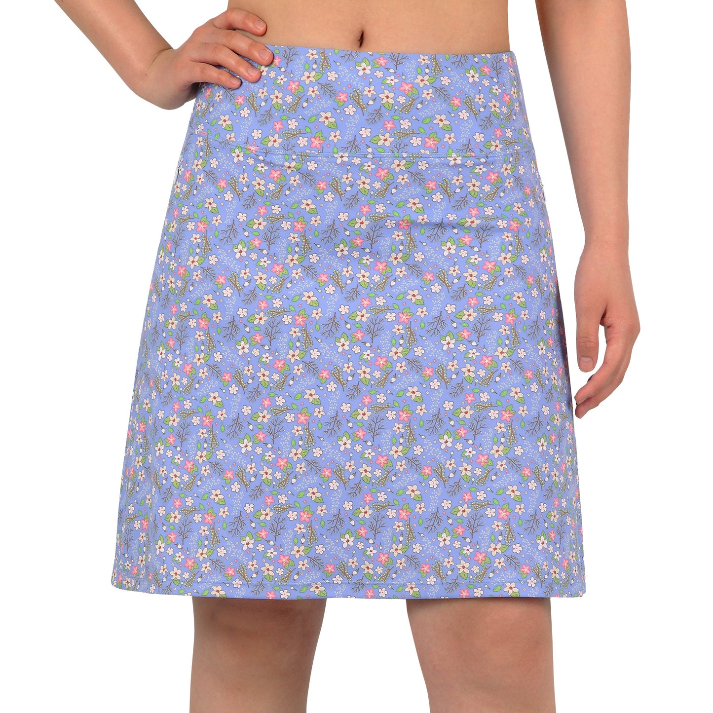 ANIVIVO Women's 20" Knee Length Skorts with Pockets Golf Tennis Skirt 2 Zipper Pockets High Waisted Built-In Shorts-Purple Floral
