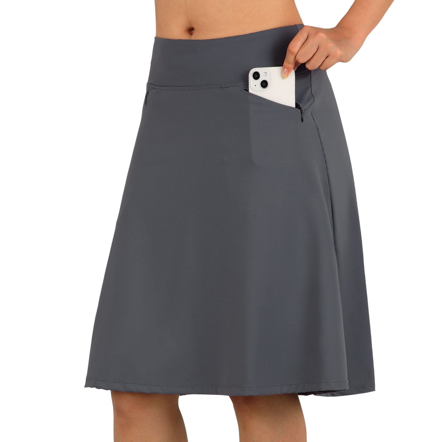 ANIVIVO Women's 21" Knee Length Skorts Skirts Pickleball Golf Athletic Casual Skort with Zipper Pockets High Waist