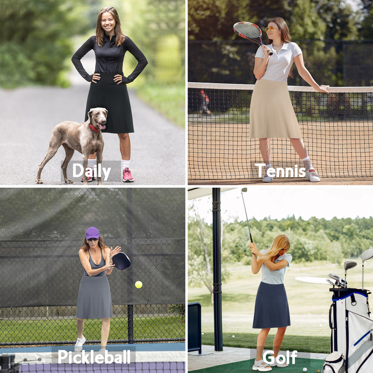 ANIVIVO Skorts for Women 20" Knee Length Tennis Skirts with Pocekts Tennis Golf Pickleball