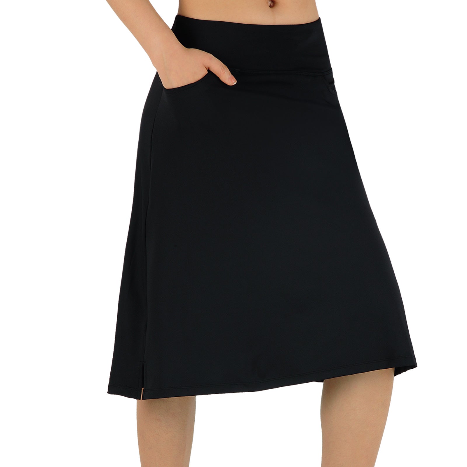 ANIVIVO Women's 24" Knee Length Skorts with Pockets Long Skorts Athletic Skirt 3 Pockets-Black