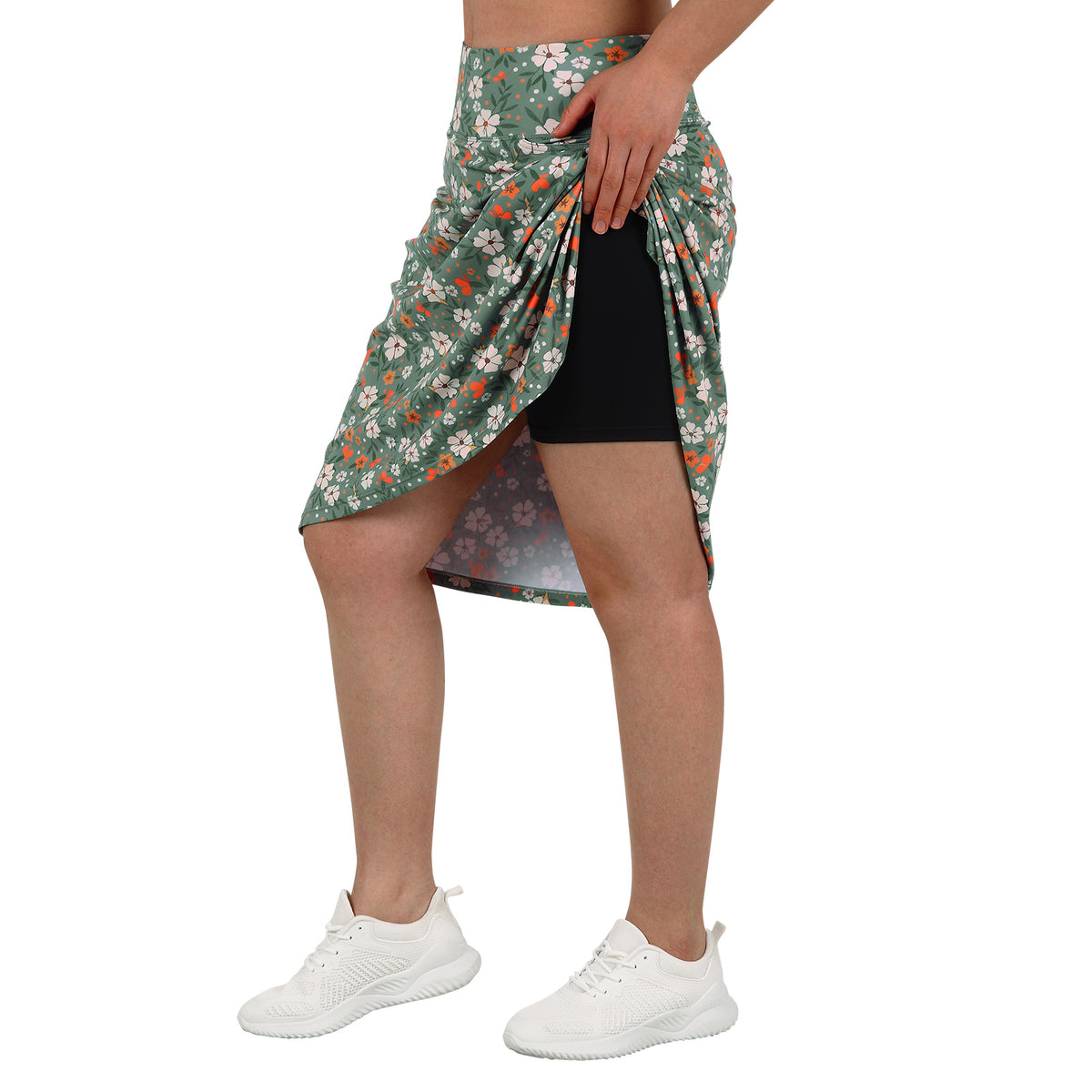 ANIVIVO Women's 24" Knee Length Skorts with Pockets Long Skorts Athletic Skirt 3 Pockets-Green Print