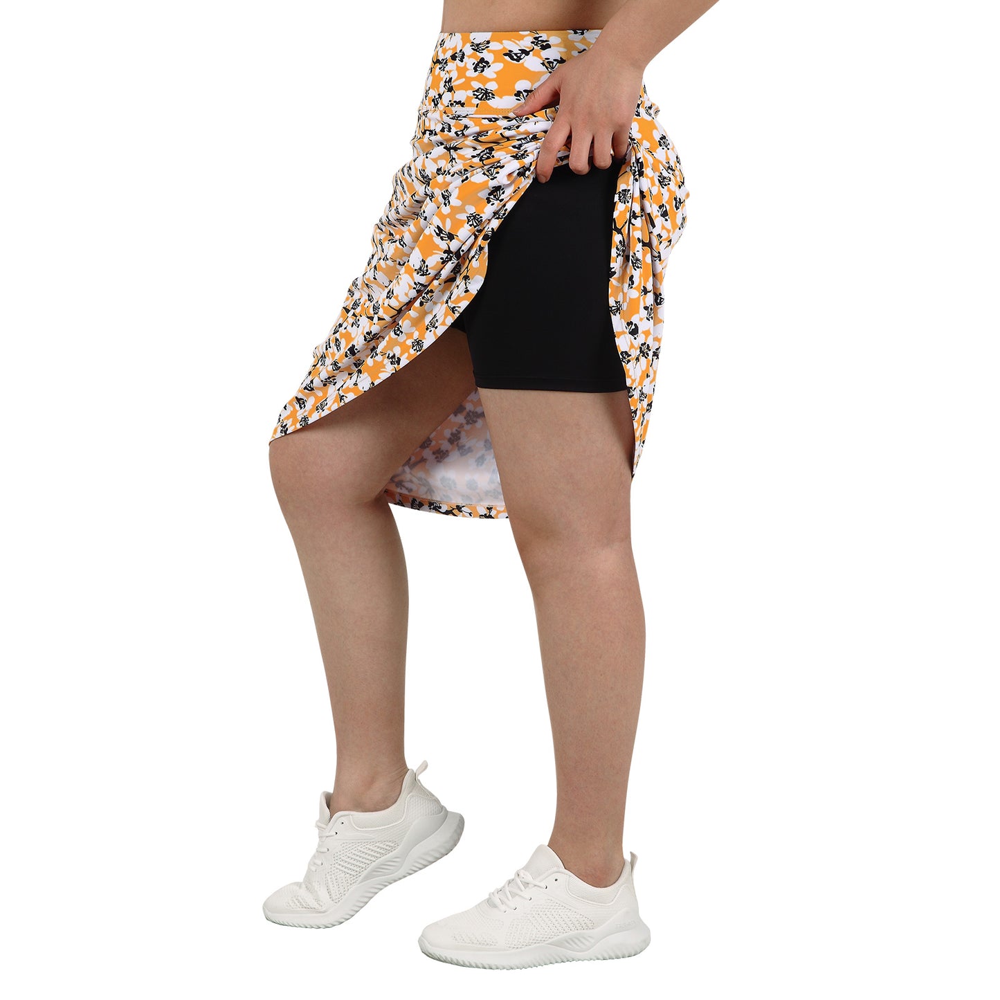 ANIVIVO Women's 24" Knee Length Skorts with Pockets Long Skorts Athletic Skirt 3 Pockets-Yellow Floral