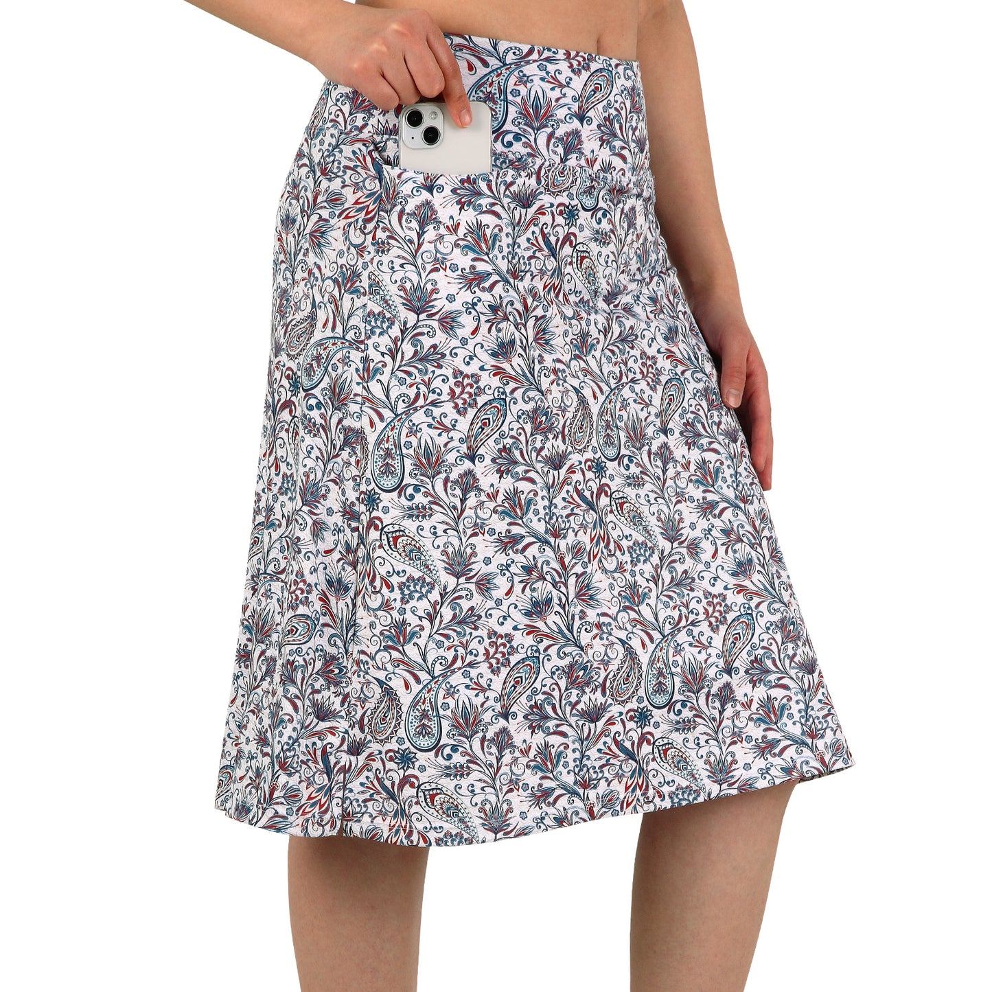 ANIVIVO Women's 24" Knee Length Skorts with Pockets Long Skorts Athletic Skirt 3 Pockets-Colorful Flower