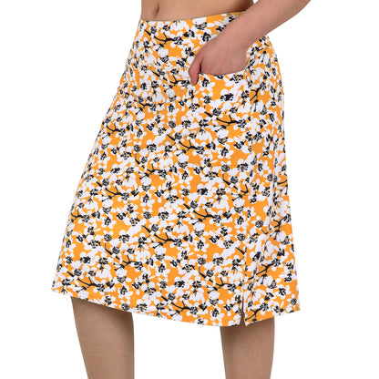 ANIVIVO Women's 24" Knee Length Skorts with Pockets Long Skorts Athletic Skirt 3 Pockets-Yellow Floral