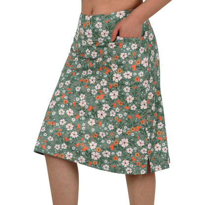 ANIVIVO Women's 24" Knee Length Skorts with Pockets Long Skorts Athletic Skirt 3 Pockets-Green Print