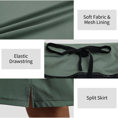 ANIVIVO Women's 20" Knee Length Skorts with Pockets Golf Tennis Skirt 2 Zipper Pockets-Army Green