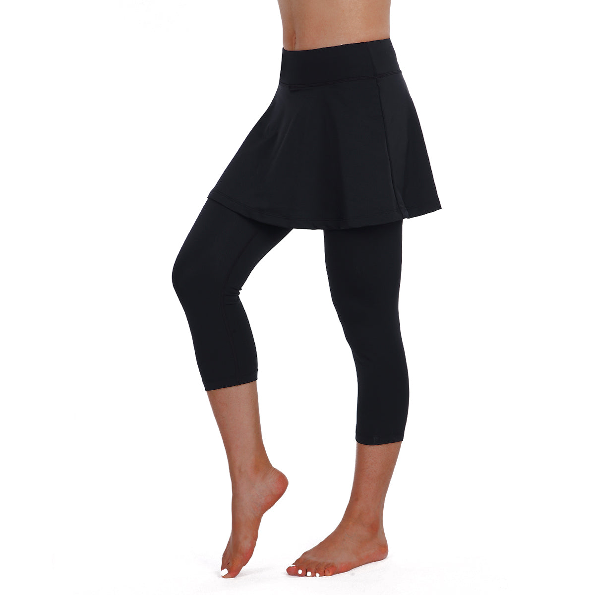 ANIVIVO Women Skirted Leggings Tennis Yoga Legging with Skirt Athletic-Black