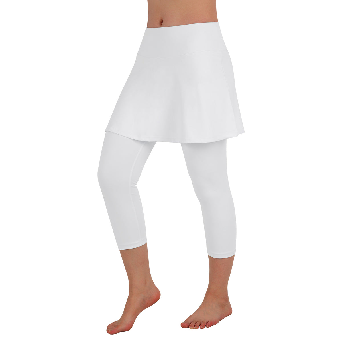 ANIVIVO Women Skirted Leggings Tennis Yoga Legging with Skirt Athletic-White