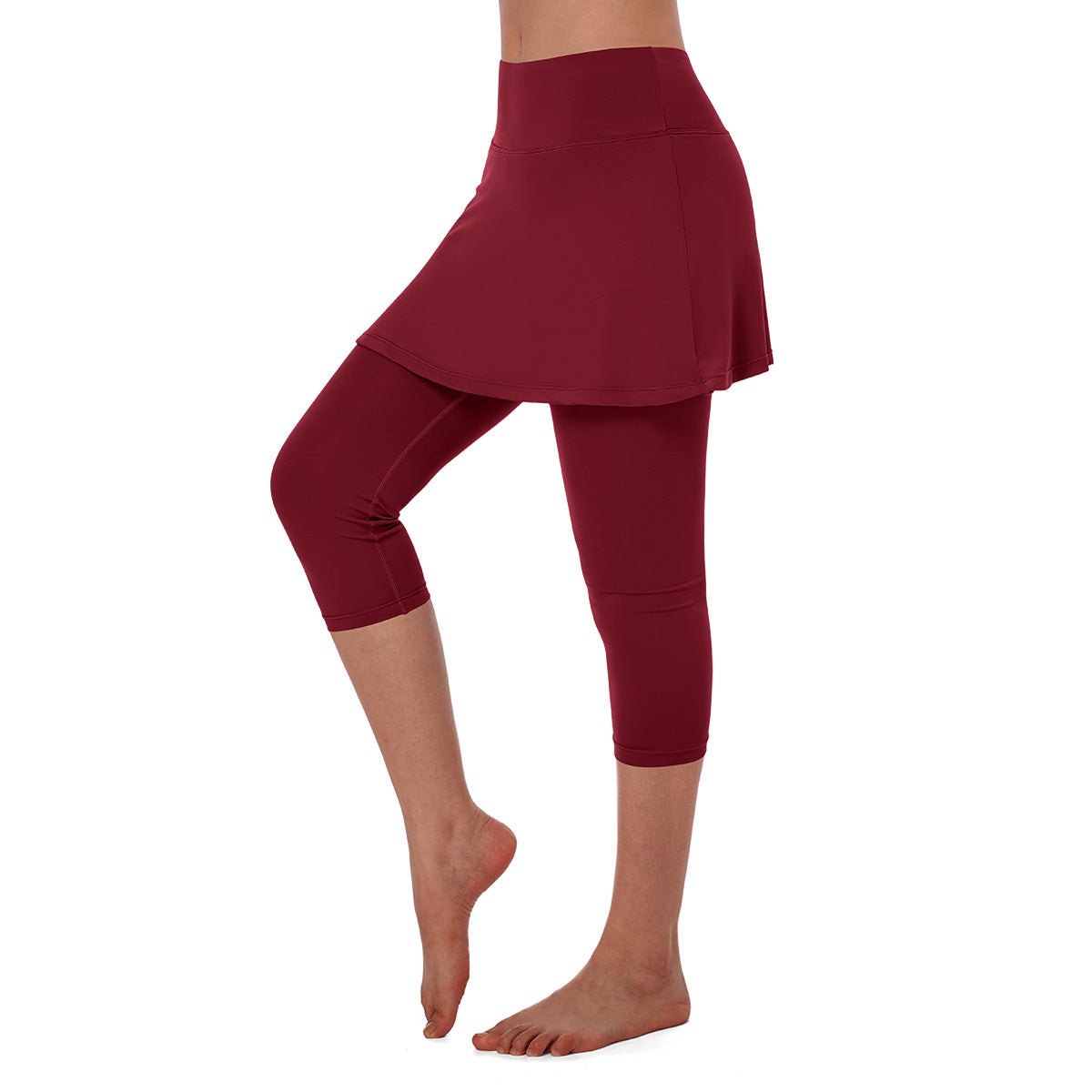 ANIVIVO Women Skirted Leggings Tennis Yoga Legging with Skirt Athletic-Winered