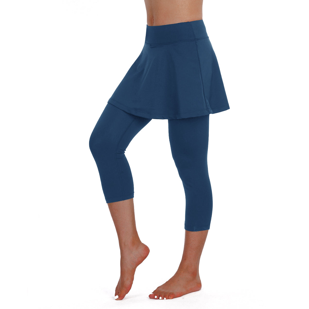 ANIVIVO Women Skirted Leggings Tennis Yoga Legging with Skirt Athletic-Navyblue