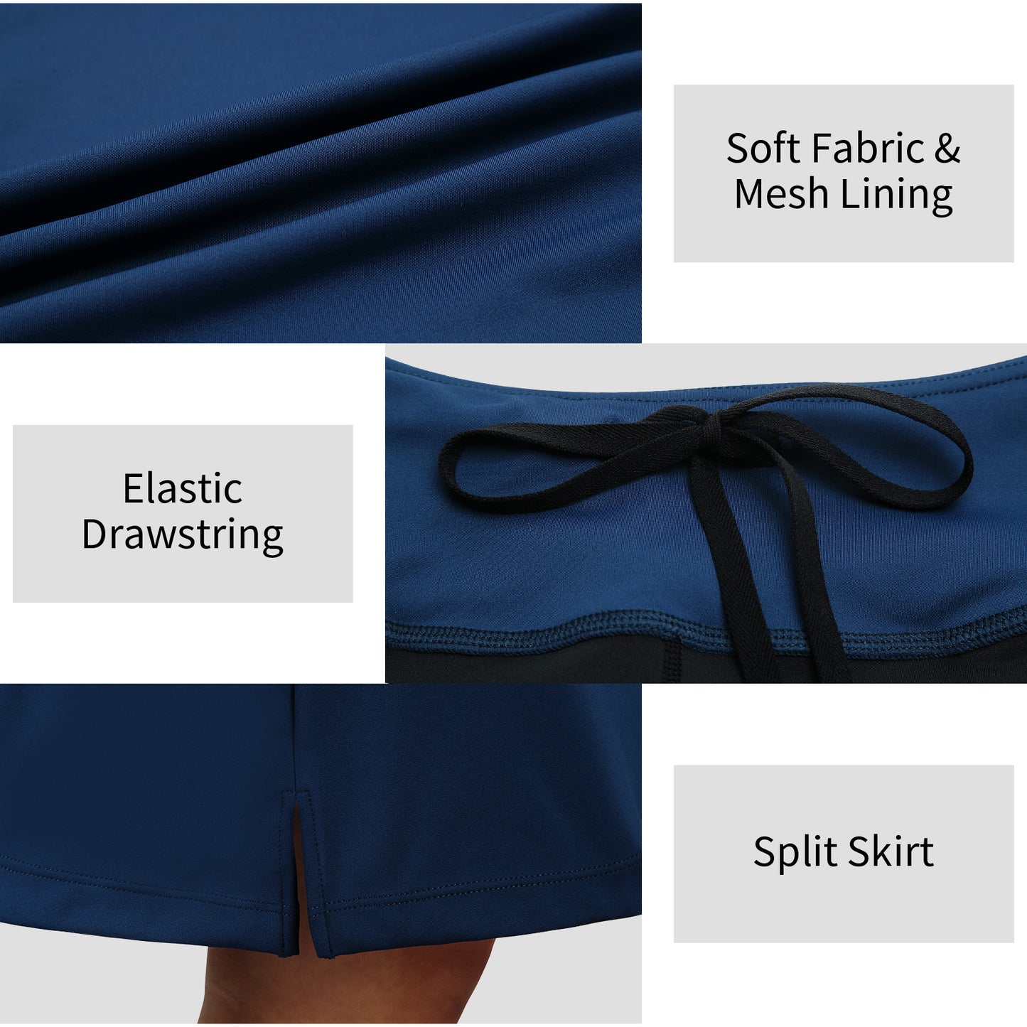ANIVIVO Women's 20" Knee Length Skorts with Pockets Golf Tennis Skirt 2 Zipper Pockets High Waisted Built-In Shorts-Navy