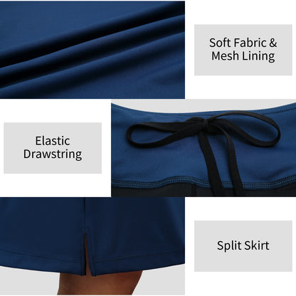 ANIVIVO Women's 20" Knee Length Skorts with Pockets Golf Tennis Skirt 2 Zipper Pockets High Waisted Built-In Shorts-Navy