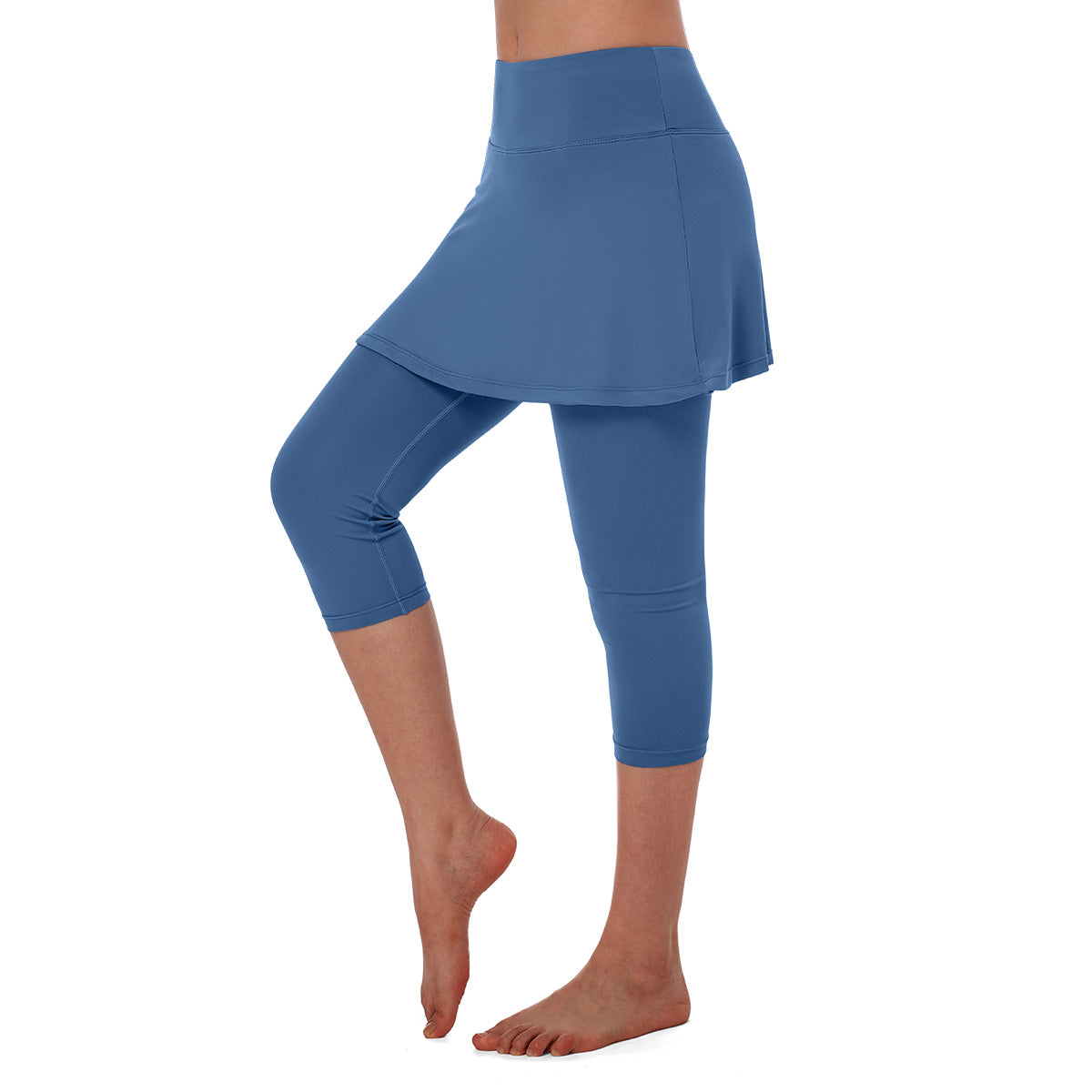 ANIVIVO Women Tennis Skirted Leggings Yoga Legging with Skirt-Steelblue