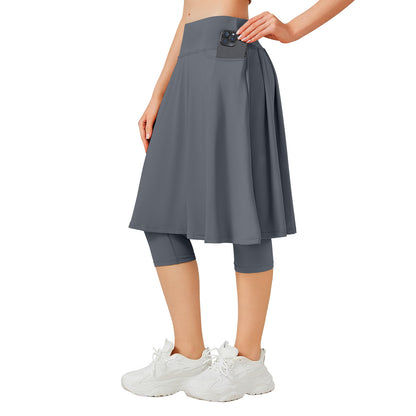 ANIVIVO 24" Long Skirted Leggings for Women Capris Leggings-Grey