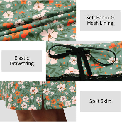ANIVIVO Women's 20" Knee Length Skorts with Pockets Golf Tennis Skirt
2 Zipper Pockets High Waisted-Green Floral Print