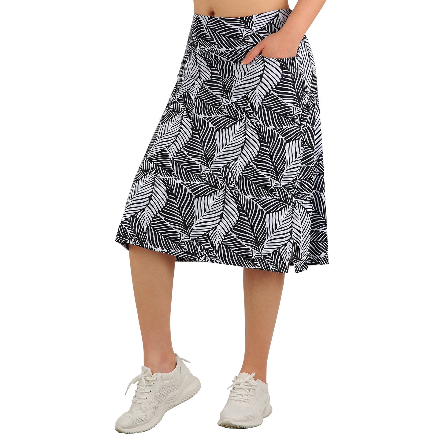 ANIVIVO Women Long Knee Length Skirt with Capris Leggings,Skirted