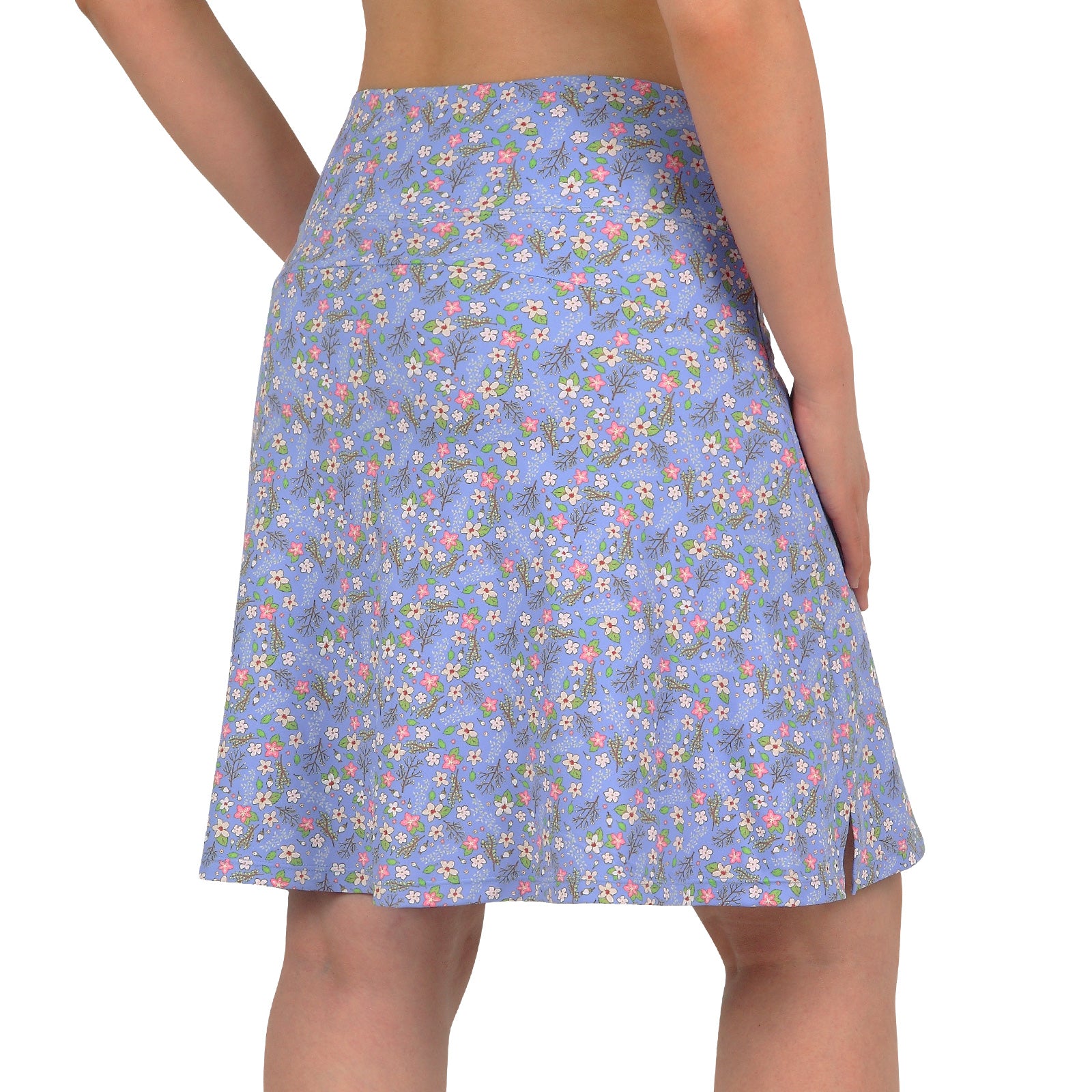 ANIVIVO Women's 20" Knee Length Skorts with Pockets Golf Tennis Skirt 2 Zipper Pockets High Waisted Built-In Shorts-Purple Floral