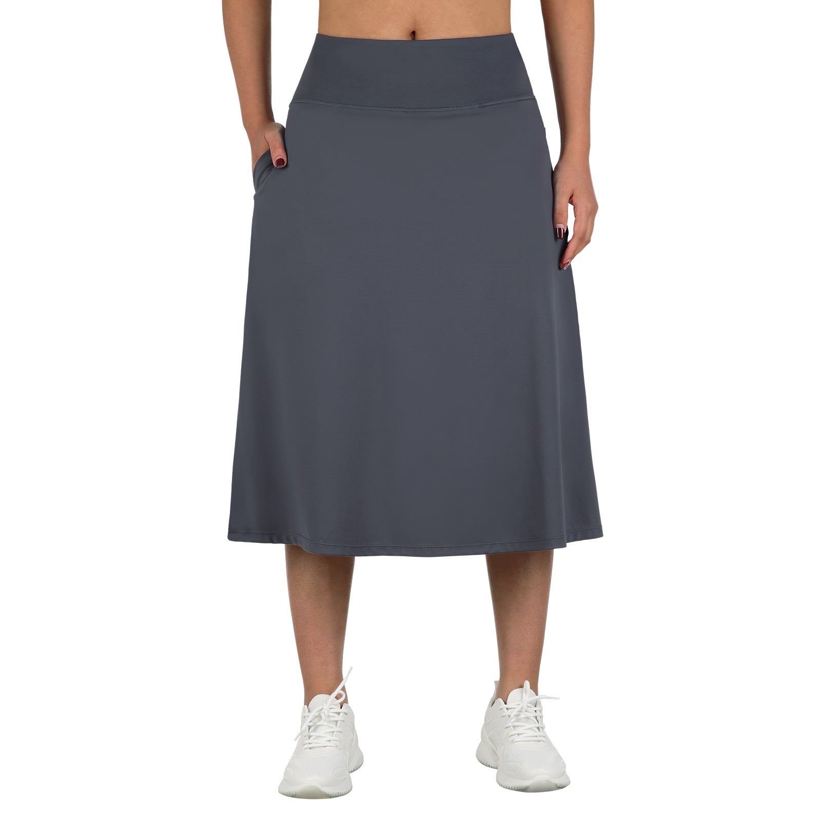 ANIVIVO Women 28" Midi Long Skorts Knee Length Athletic Skirt with Pocket-Grey