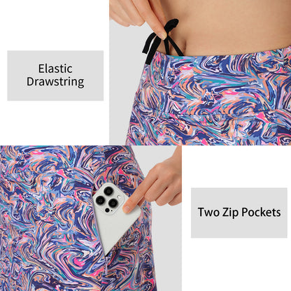 ANIVIVO Women's 20" Knee Length Skorts with Pockets Golf Tennis Skirt 2 Zipper Pockets High Waisted Built-In Shorts-Moire