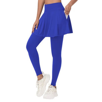 ANIVIVO Women Skirted Leggings Athletic Yoga Tennis Skirt with Legging Pleated, Pocket, Athletic, Exercise, Pickleball Clothes-Royalblue