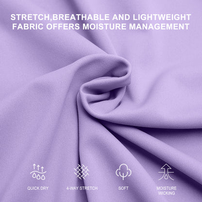 ANIVIVO Women Long Skirt with Leggings Skirted Leggings with Pockets High Waisted Zipper Pockets Modest Athletic skirt-Light Purple