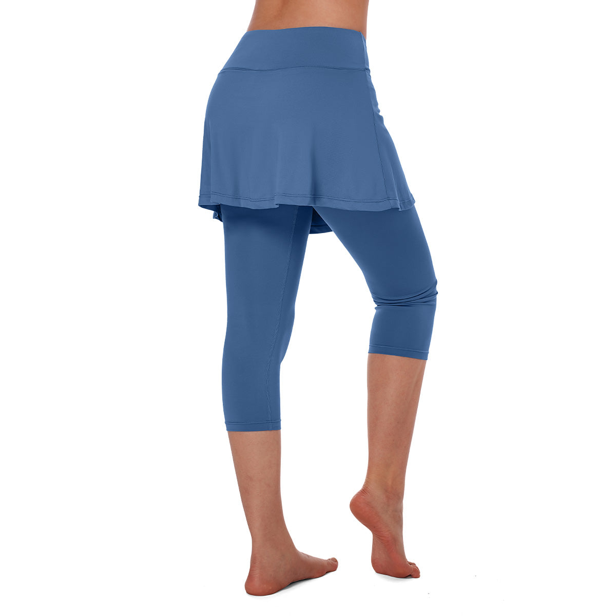 ANIVIVO Women Tennis Skirted Leggings Yoga Legging with Skirt-Steelblue
