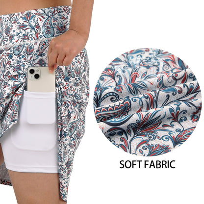 ANIVIVO Women's 20" Knee Length Skorts with Pockets Golf Tennis Skirt
2 Zipper Pockets High Waisted-Colorful Flower
