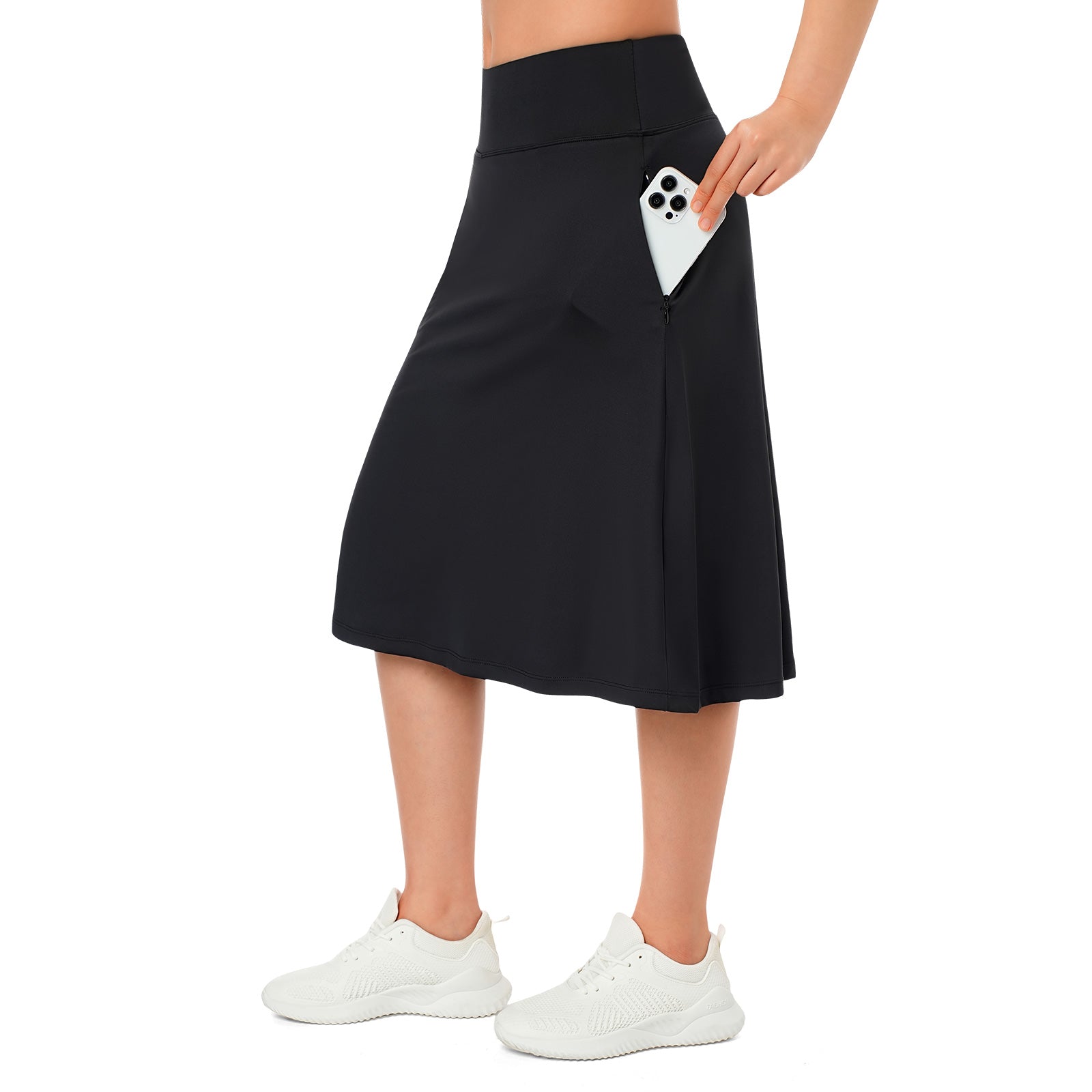 ANIVIVO Knee Length Skorts-Black