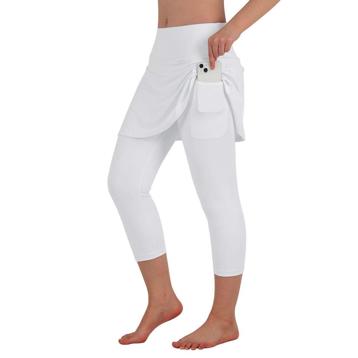 ANIVIVO Women Skirted Leggings Tennis Yoga Legging with Skirt Athletic-White