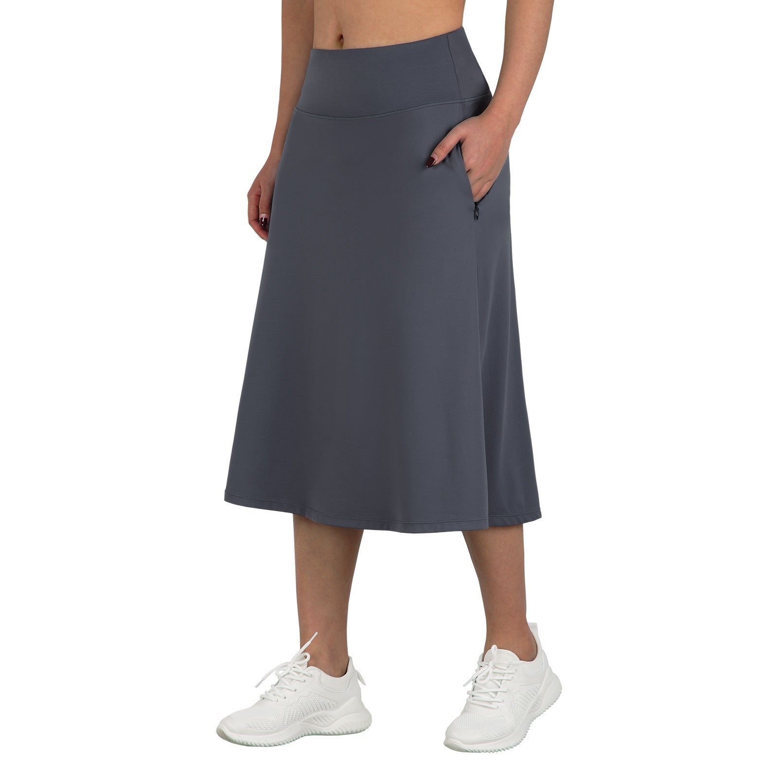 ANIVIVO Women 28" Midi Long Skorts Knee Length Athletic Skirt with Pocket-Grey