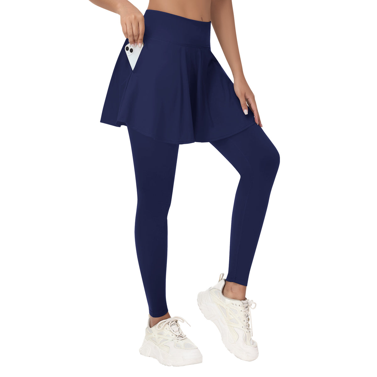 ANIVIVO Women Skirted Leggings Athletic Yoga Tennis Skirt with Legging Pleated, Pocket, Athletic, Exercise, Pickleball Clothes-Navyblue