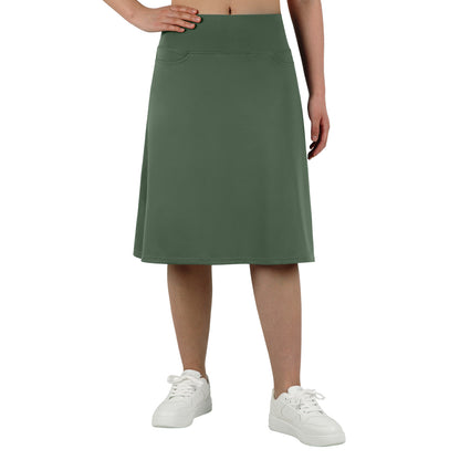 ANIVIVO Women's 24" Knee Length Skorts with Pockets Long Skorts Athletic Skirt 3 Pockets-Army Green
