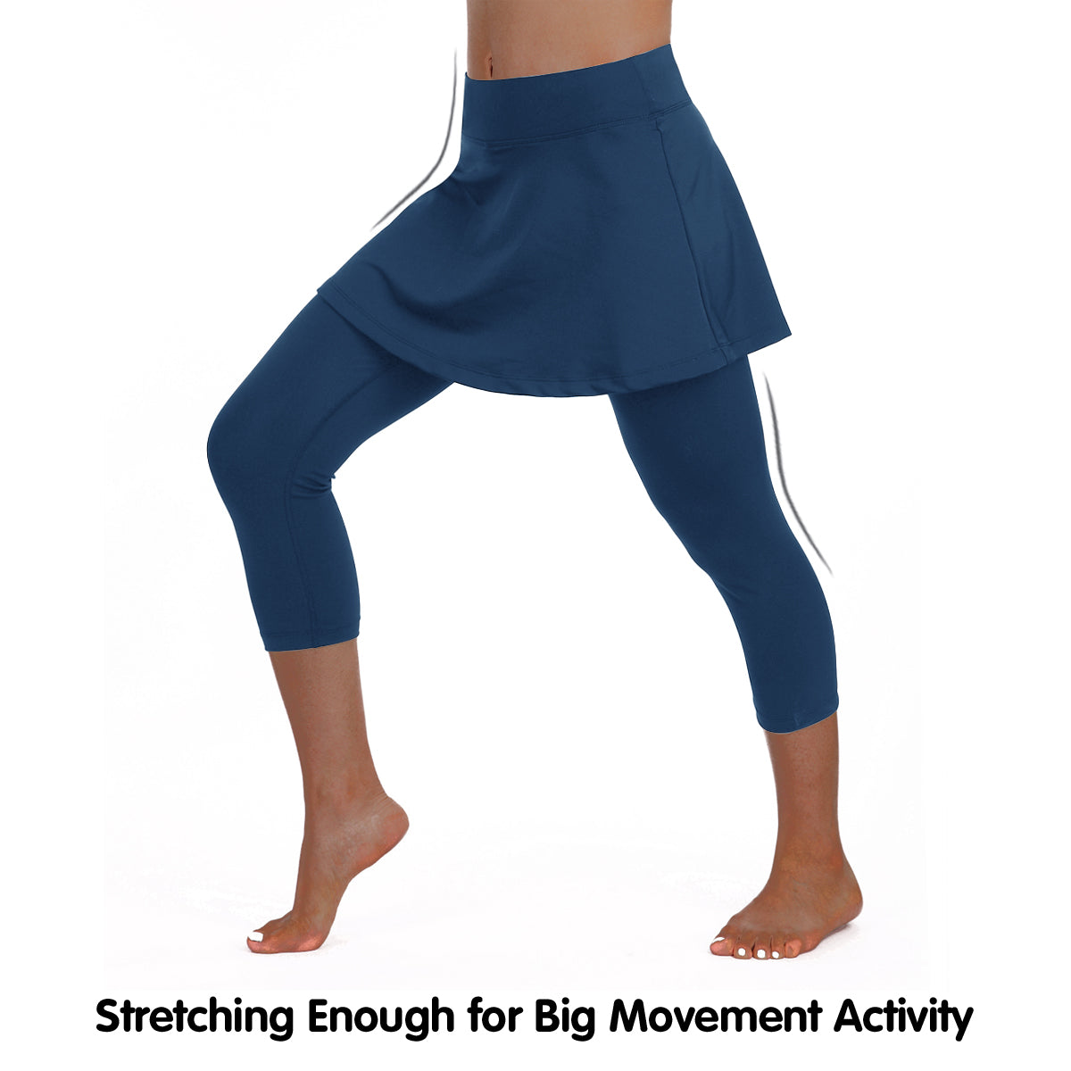 ANIVIVO Women Skirted Leggings Tennis Yoga Legging with Skirt Athletic-Navyblue