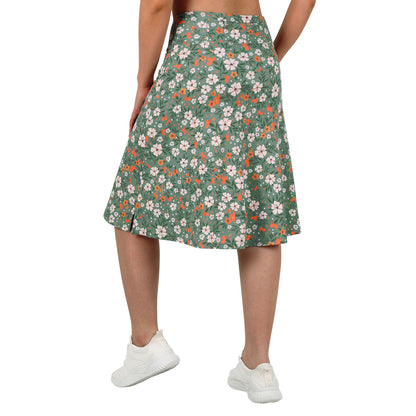 ANIVIVO Women's 24" Knee Length Skorts with Pockets Long Skorts Athletic Skirt 3 Pockets-Green Print