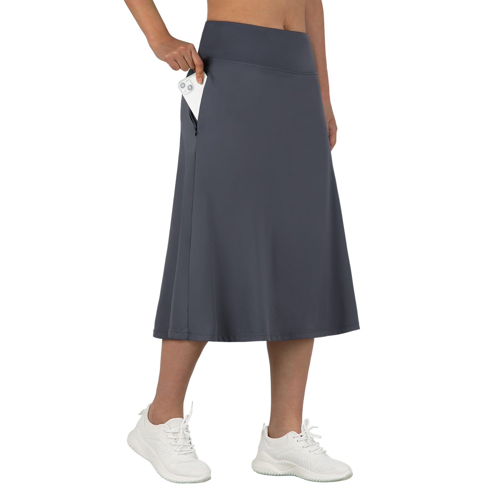 ANIVIVO Women 28" Midi Long Skorts Knee Length Athletic Skirt with Pocket-Grey