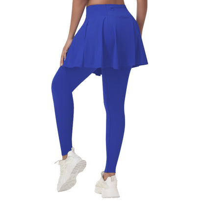 ANIVIVO Women Skirted Leggings Athletic Yoga Tennis Skirt with Legging Pleated, Pocket, Athletic, Exercise, Pickleball Clothes-Royalblue