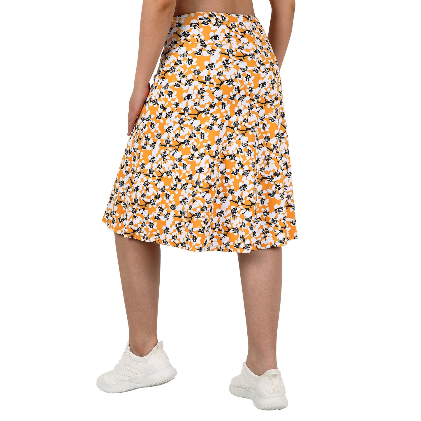 ANIVIVO Women's 24" Knee Length Skorts with Pockets Long Skorts Athletic Skirt 3 Pockets-Yellow Floral
