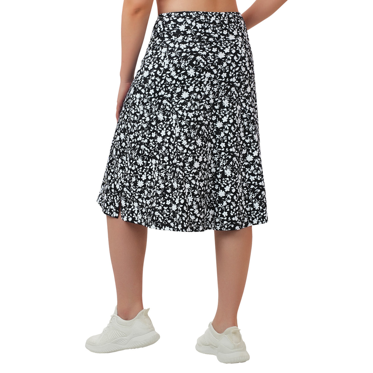 ANIVIVO Women's 24" Knee Length Skorts with Pockets Long Skorts Athletic Skirt 3 Pockets-Blackwhite Floral