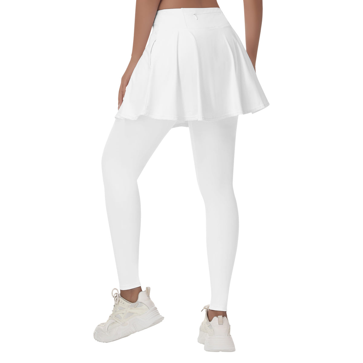 ANIVIVO Women Skirted Leggings Athletic Yoga Tennis Skirt with Legging Pleated, Pocket, Athletic, Exercise, Pickleball Clothes-White
