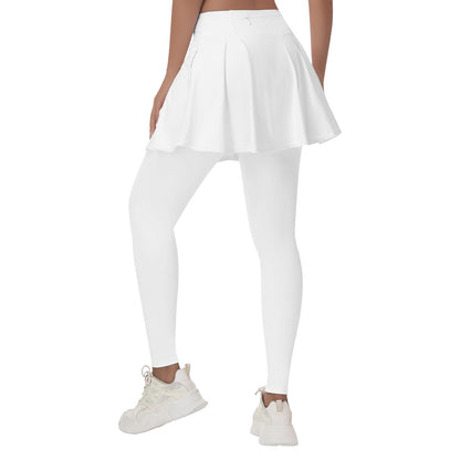 ANIVIVO Women Skirted Leggings Athletic Yoga Tennis Skirt with Legging Pleated, Pocket, Athletic, Exercise, Pickleball Clothes-White