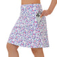 ANIVIVO Women's 20" Knee Length Skorts with Pockets Golf Tennis Skirt 2 Zipper Pockets High Waisted Built-In Shorts-Abstract Floral