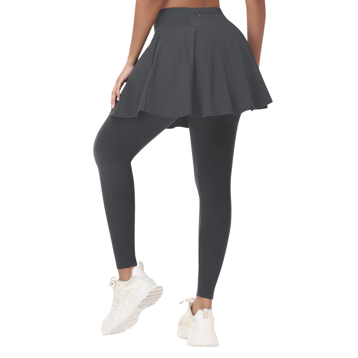 ANIVIVO Women Skirted Leggings Athletic Yoga Tennis Skirt with Legging Pleated, Pocket, Athletic, Exercise, Pickleball Clothes-Grey