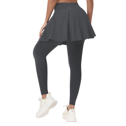 ANIVIVO Women Skirted Leggings Athletic Yoga Tennis Skirt with Legging Pleated, Pocket, Athletic, Exercise, Pickleball Clothes-Grey