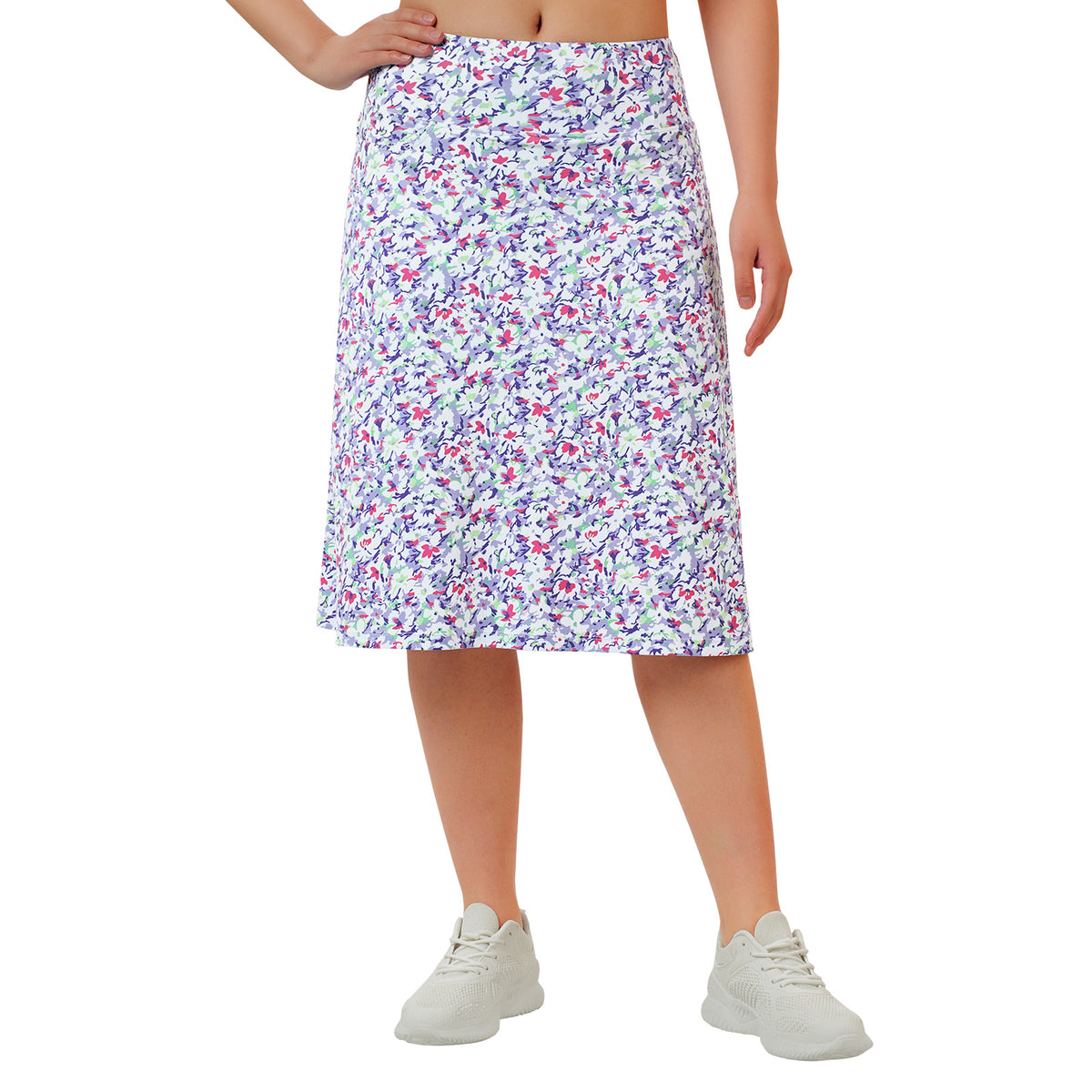 ANIVIVO Women's 24" Knee Length Skorts with Pockets Long Skorts Athletic Skirt 3 Pockets-Abstract Floral