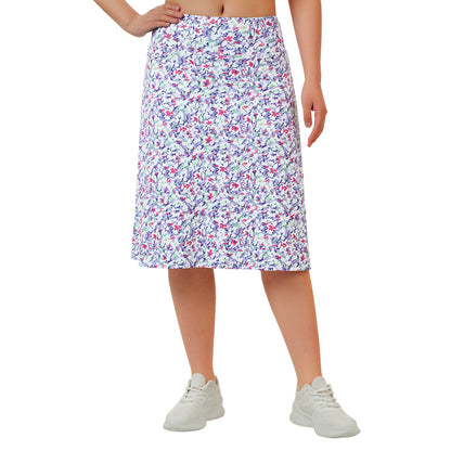 ANIVIVO Women's 24" Knee Length Skorts with Pockets Long Skorts Athletic Skirt 3 Pockets-Abstract Floral