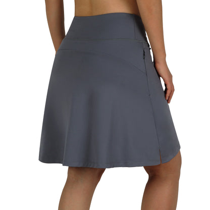 ANIVIVO Women's 20" Knee Length Skorts with Pockets Golf Tennis Skirt
2 Zipper Pockets High Waisted Built-In Shorts-Grey