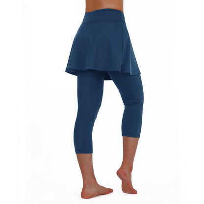 ANIVIVO Women Skirted Leggings Tennis Yoga Legging with Skirt Athletic-Navyblue