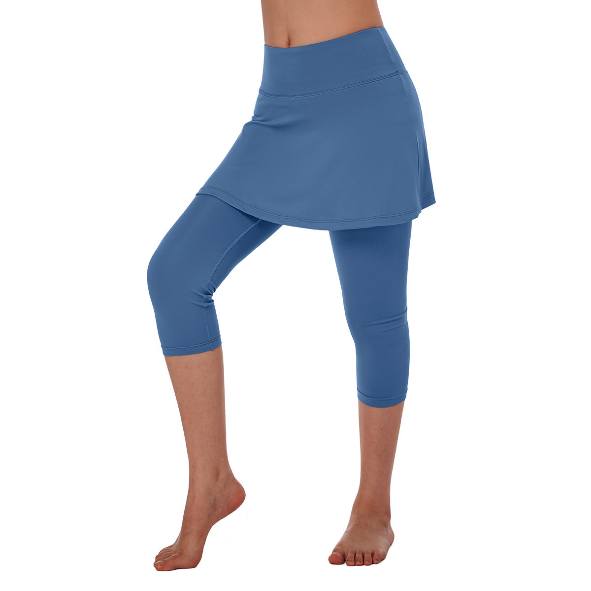 ANIVIVO Women Tennis Skirted Leggings Yoga Legging with Skirt-Steelblue
