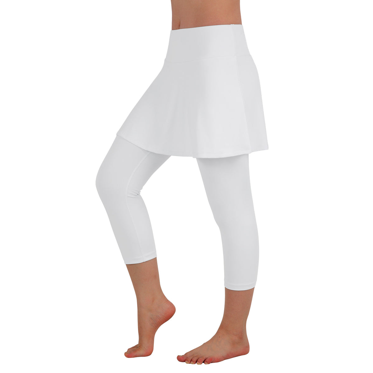 ANIVIVO Women Skirted Leggings Tennis Yoga Legging with Skirt Athletic-White